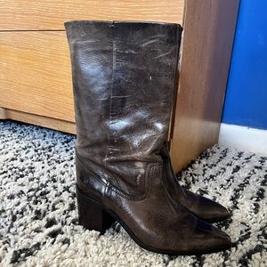 Frye Boots Flynn Mid Calf Boots Sz 11 Slate Brown